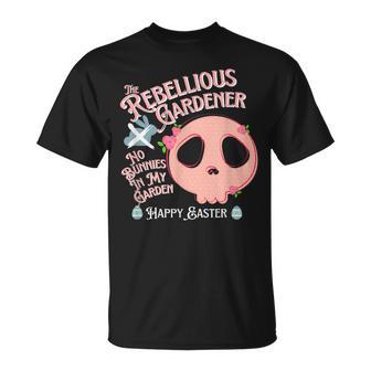 Rebellious Gardener Easter Egg Cute Skull Pink Bunny T-Shirt - Monsterry AU