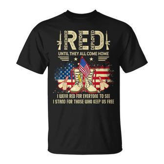 Red Friday Until They Come Home My Soldier Us Flag Military T-Shirt - Monsterry