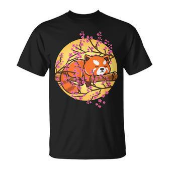Red Panda Japanese Cherry Flower T-Shirt - Thegiftio UK