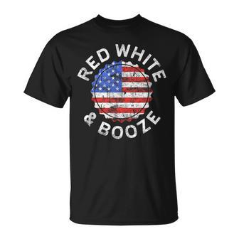 Red White And Booze Drinking 4Th Of July T-Shirt - Monsterry UK