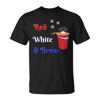 Red White And Brew Beer Pong Fourth Of July Party T-Shirt - Monsterry UK