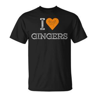Redhead Distressed Orange Heart Outfit I Love Gingers T-Shirt - Seseable