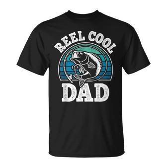 Reel Cool Dad Fishing Papa Vintage Daddy Fathers Day T-Shirt - Seseable