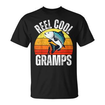 Reel Cool Gramps Fishing Retro Fisherman Dad Fathers Day T-Shirt - Thegiftio UK