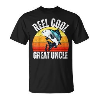 Reel Cool Great Uncle Fishing Retro Fisherman Fathers Day T-Shirt - Thegiftio