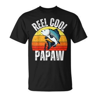 Reel Cool Papaw Fishing Retro Fisherman Dad Fathers Day T-Shirt - Thegiftio UK