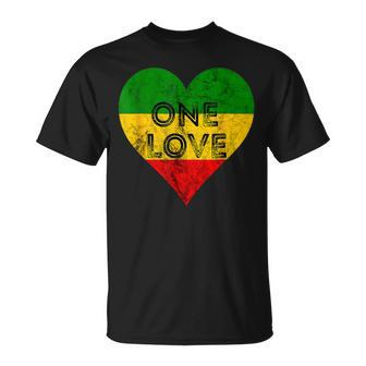 Reggae Heart One Love Rasta Reggae Music Rastafarian Jamaica T-Shirt - Monsterry UK