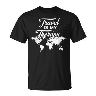 Reisende Und Reiseliebhaber One Of Travel Is My Therapy Memes T-Shirt - Geschenkecke