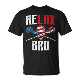 Relax Bro Lacrosse American Flag Lax Lacrosse Player T-Shirt - Monsterry AU