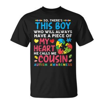 There's This Boy He Calls Me Cousin Autism Awareness T-Shirt - Monsterry AU