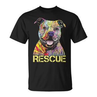 Rescue Dog Colorfull Pitbull Dog Adopt Don't Shop T-Shirt | Mazezy