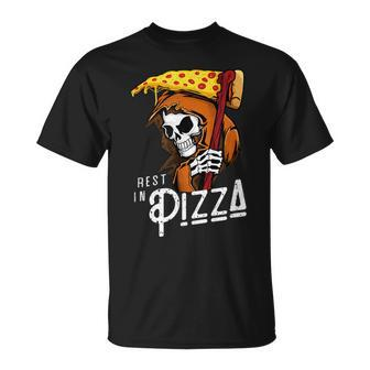 Rest In Pizza Grim Reaper With Fast Food Scythe T-Shirt - Monsterry CA