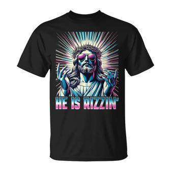 Resurrection Easter Rizz He Is Rizzin Jesus T-Shirt | Mazezy AU