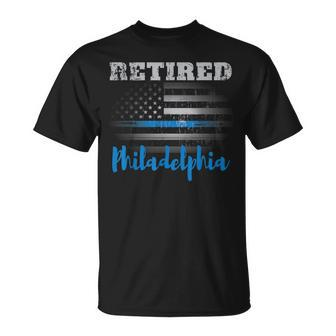 Retired Police Officer Philadelphia American Flag T-Shirt - Monsterry AU