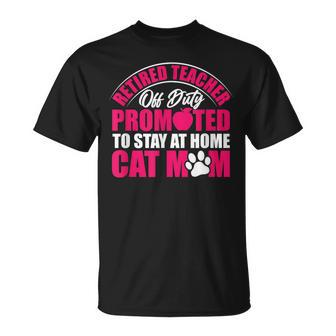 Retired Teacher Cat Lover Mom Retirement Life Graphic T-Shirt - Monsterry UK