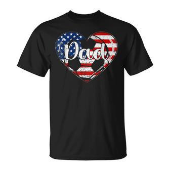 Retro 4Th Of July Patriotic Soccer Dad Usa Flag Heart T-Shirt - Monsterry DE