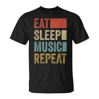 Retro 70S 80S Eat Sleep Music Repeat Vintage Music T-Shirt - Monsterry DE