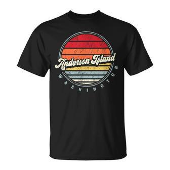 Retro Anderson Island Home State Cool 70S Style Sunset T-Shirt - Monsterry