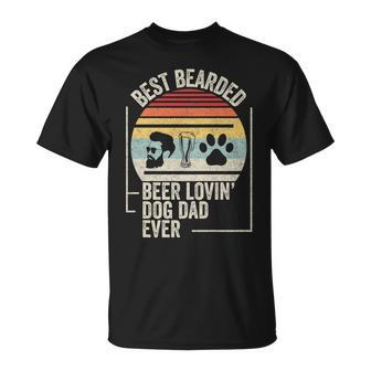 Retro Best Bearded Beer Lovin Dog Dad Ever Pet Lover Owner T-Shirt - Monsterry CA