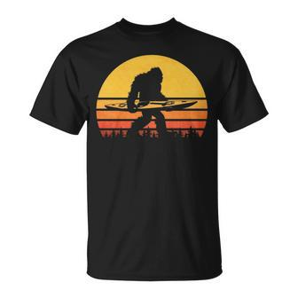 Retro Bigfoot Kayak Vintage Sasquatch Kayaking T-Shirt | Mazezy