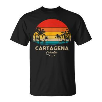 Retro Cartagena Colombia Souvenir Sunset T-Shirt - Thegiftio UK