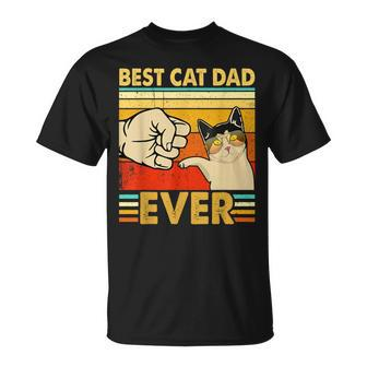 Retro Cat Daddy Kitten Lover Best Cat Dad Ever Father's Day T-Shirt - Monsterry