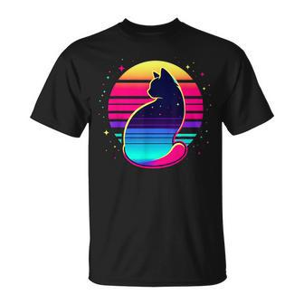 Retro Cat Eclipse Vintage Style T-Shirt - Monsterry UK