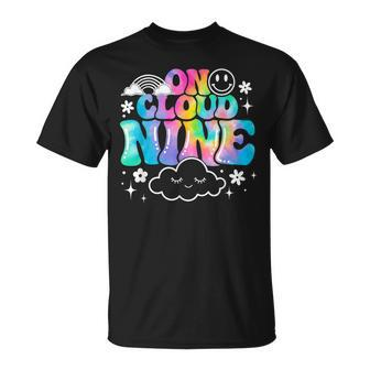 Retro On Cloud Nine Tie Dye Happy 9Th Birthday 9 Years Old T-Shirt | Mazezy