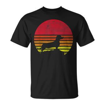 Retro Dachshund Silhouette Black T-Shirt - Seseable