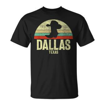 Retro Dallas Texas Cowboy Hat On Cowboy Boot Vintage T-Shirt - Monsterry AU