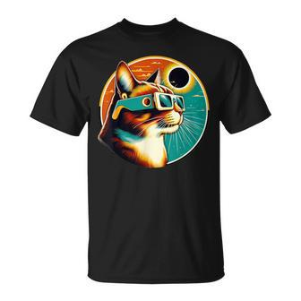 Retro Eclipse Cat With Eclipse Glasses Cat Lover T-Shirt - Seseable