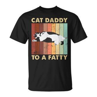 Retro Fat Chonk Dad Cat Daddy To A Fatty T-Shirt - Thegiftio