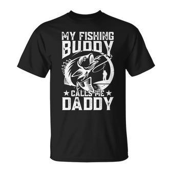 Retro My Fishing Buddy Calls Me Daddy Fisherman Father's Day T-Shirt - Thegiftio UK