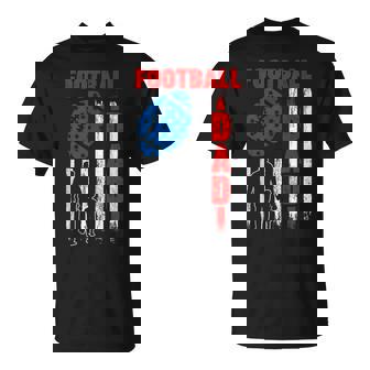 Retro Football Dad Daddy Usa American Flag Fathers Day Men T-Shirt - Thegiftio