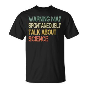 Retro Scientist Warning May Talk About Science Teacher T-Shirt - Monsterry