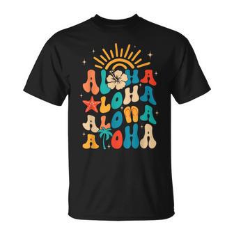 Retro Groovy Aloha Sunshine Tropical Summer Beach Vacation T-Shirt - Seseable