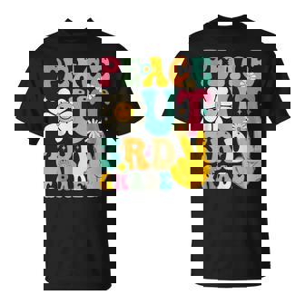 Retro Groovy Peace Out 3Rd Grade Primary School Graduation T-Shirt | Mazezy