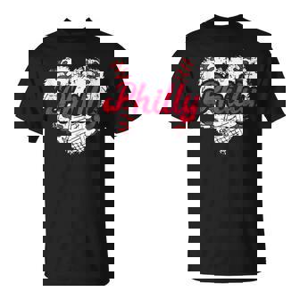 Retro Grunge Philly Baseball Love Heart Baseball Fans T-Shirt | Mazezy