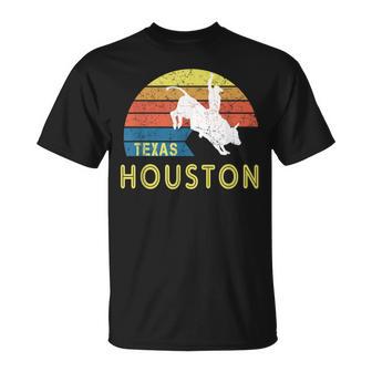 Retro Houston Texas Souvenir With A Vintage Rodeo Rider T-Shirt - Monsterry UK