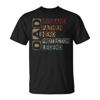 Retro Husband Father Hero Protector Legend Father Day Dad T-Shirt - Seseable