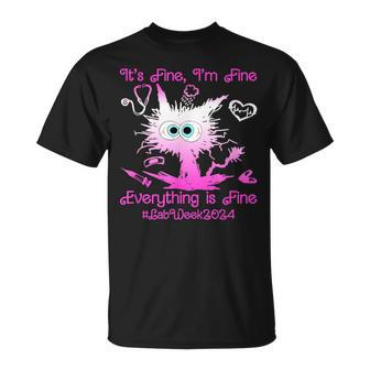 Retro Lab Week 2024 Im Fine Everything Is Fine Pink T-Shirt | Mazezy