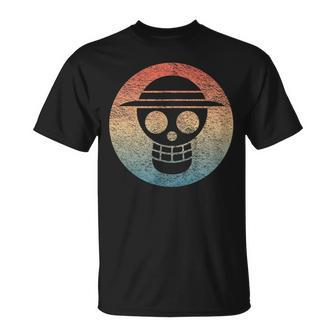 Retro One Pirate Flag Skull Sunset Blank Piece T-Shirt - Seseable
