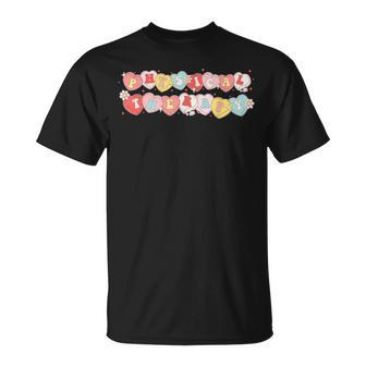 Retro Physical Therapy Candy Heart Valentines Pt Therapist T-Shirt | Mazezy