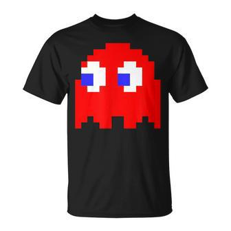 Retro Pixel-Art Geist-T-Shirt in Schwarz, Vintage Design Tee - Seseable