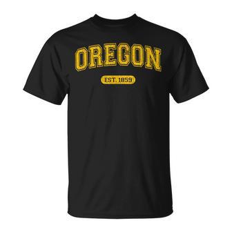 Retro School-Style Oregon 1859 Distressed T-Shirt - Monsterry CA