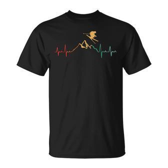 Retro For Skiing Alps Piste Heart Rate T-Shirt - Geschenkecke