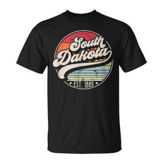Retro South Dakota Home State Sd Cool 70S Style Sunset T-Shirt - Monsterry DE