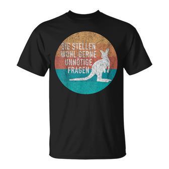 Retro Stil Känguru T-Shirt Unnötige Fragen Spruch - Seseable