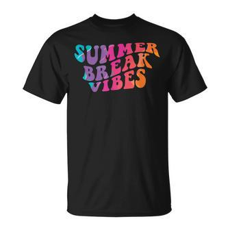 Retro Summer Break Vibes Cute Summer Vacation Teacher T-Shirt - Seseable