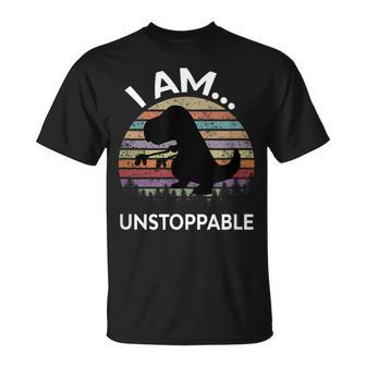 Retro T-Rex Dinosaur I'm An Unstoppable T-Shirt - Monsterry